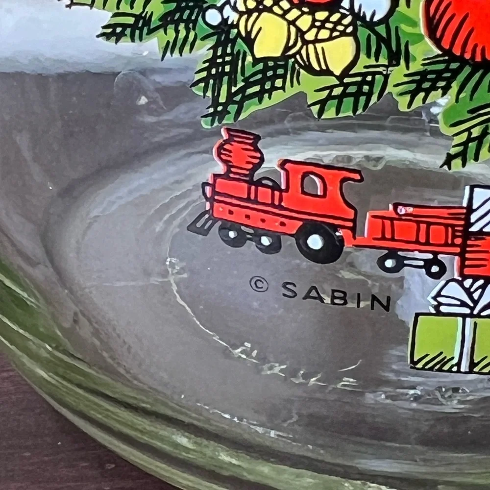 Vintage 1980s Carlton Glass Christmas Tree Cookie Jar – 3L Wire Bail Canister